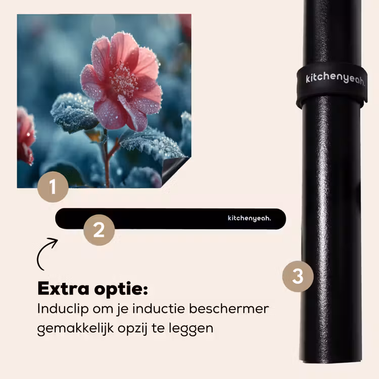Inductie beschermer - Bloem - Roze - Winter - Druppels — 8