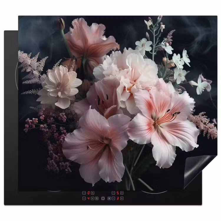 Inductie beschermer - Bloemen - Roze - Damp - Planten — 1