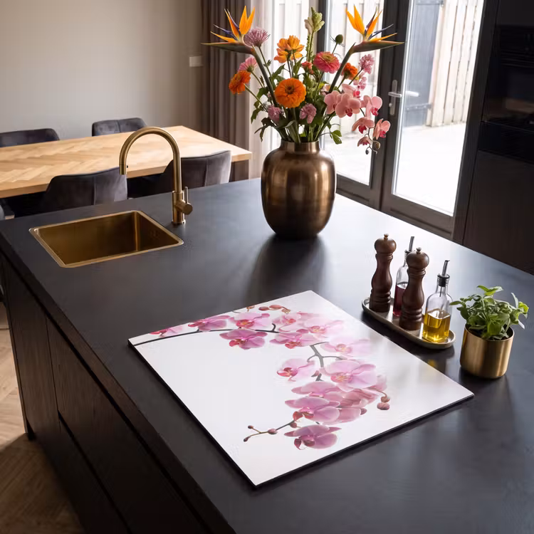 Inductie beschermer - Bloemen - Roze - Tak - Wit — 2