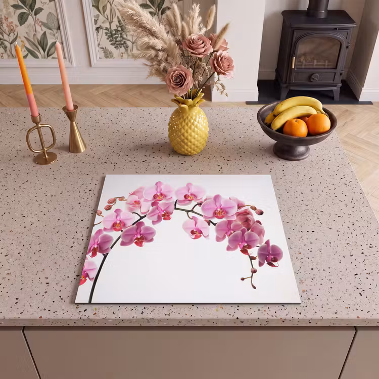 Inductie beschermer - Bloemen - Roze - Tak - Wit — 3