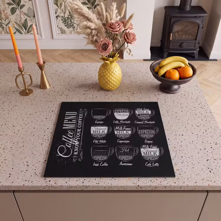 Inductie beschermer - Zwart-Wit Menukunst van Koffiespecialiteiten — 3