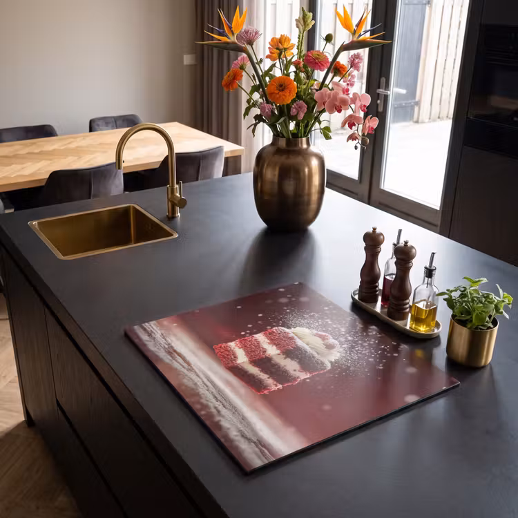 Inductie beschermer - Rode - Velvet - Taart - Eten — 2