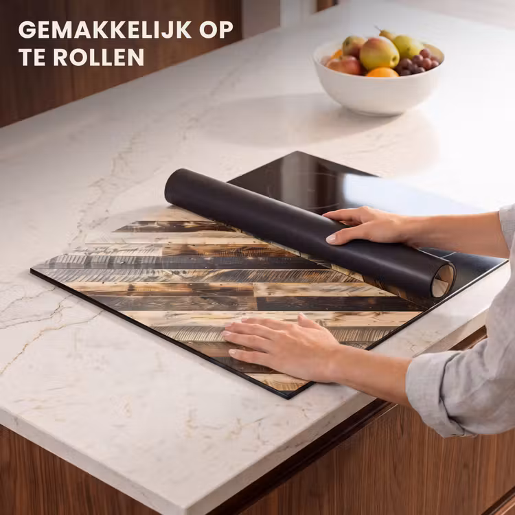 Inductie beschermer - Geschroeid Hout in Visgraat — 7