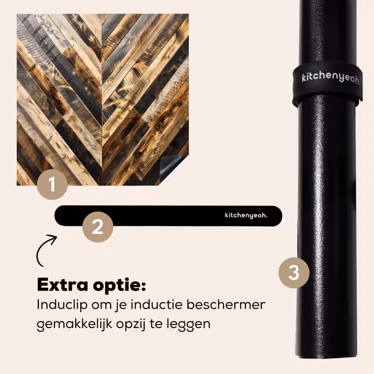 Inductie beschermer - Geschroeid Hout in Visgraat — 8