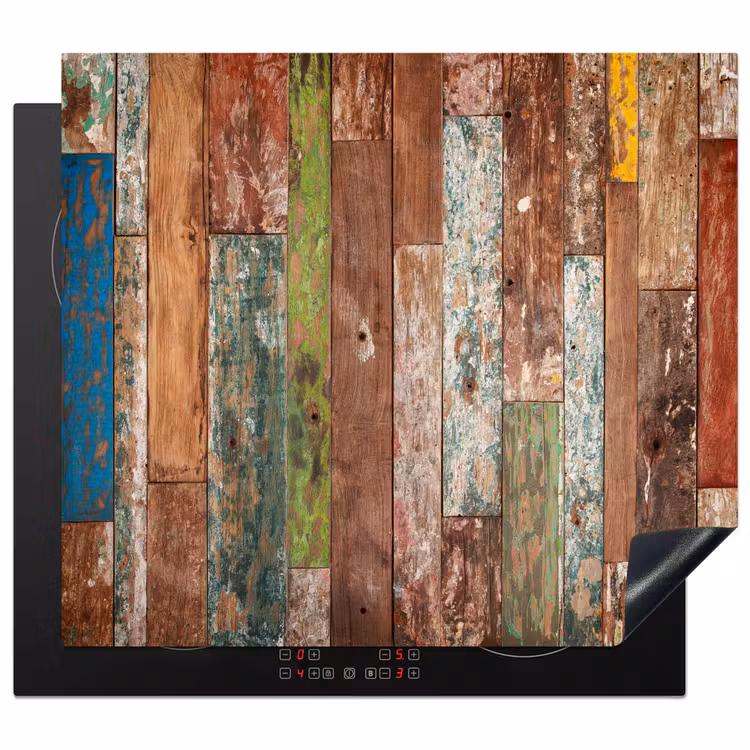 Inductie beschermer - Kleurrijk Verweerd Hout — 1