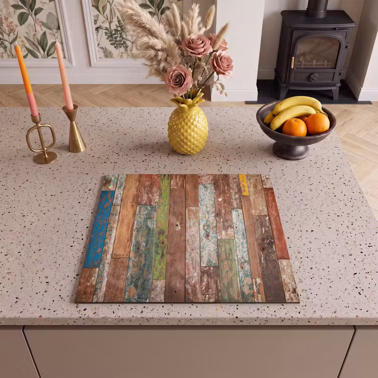 Inductie beschermer - Kleurrijk Verweerd Hout — 3
