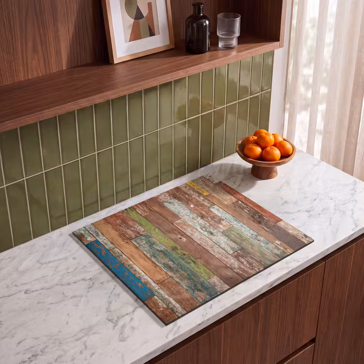 Inductie beschermer - Kleurrijk Verweerd Hout — 4