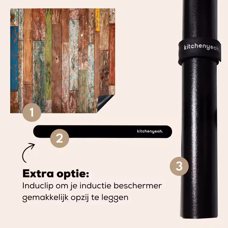 Inductie beschermer - Kleurrijk Verweerd Hout — 8
