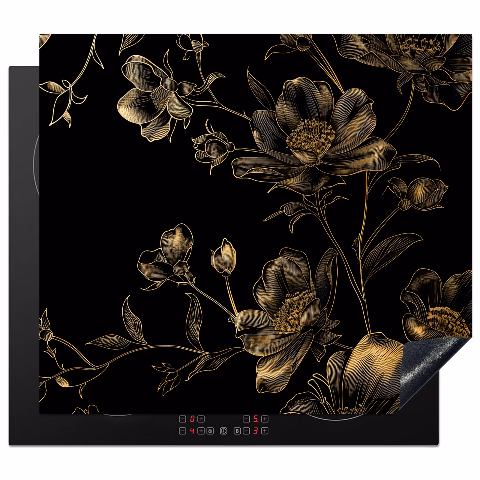 Inductie beschermer - Midnachtstuin in Monochrome Goud — 1