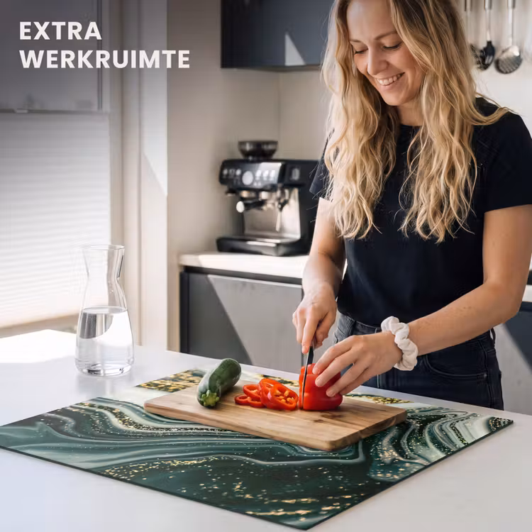 Inductie beschermer - Golvend Marmer met Gouden Glans — 5