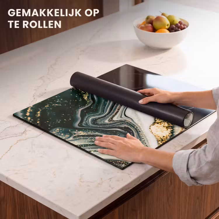 Inductie beschermer - Golvend Marmer met Gouden Glans — 7