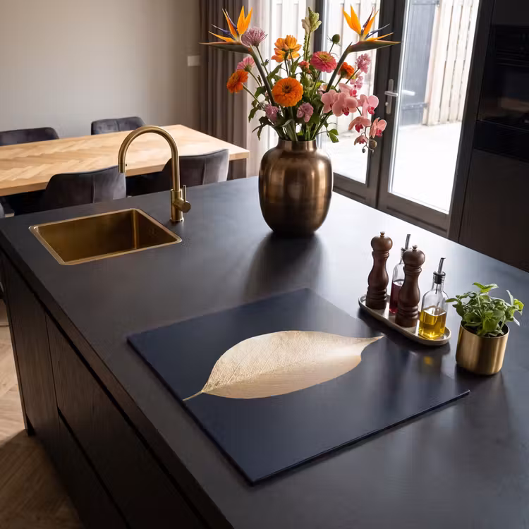 Inductie beschermer - Solitair blad in goud — 2