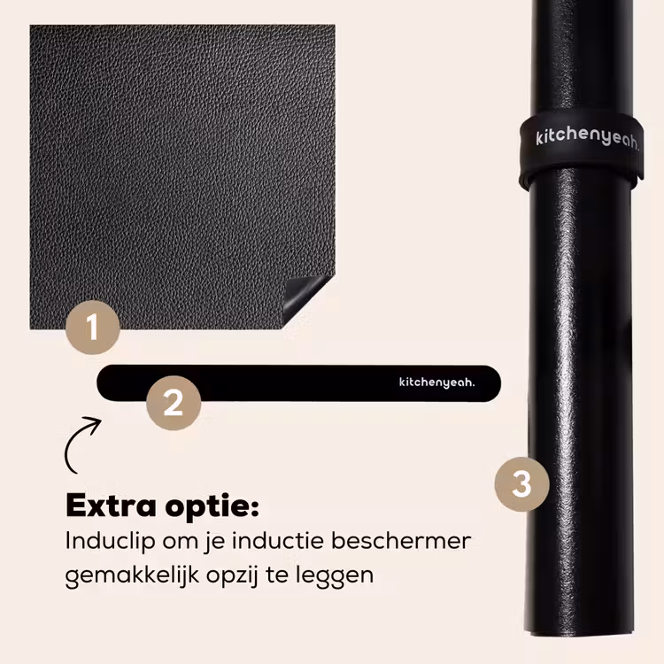 Inductie beschermer - Leertextuur in Zilverlicht — 8