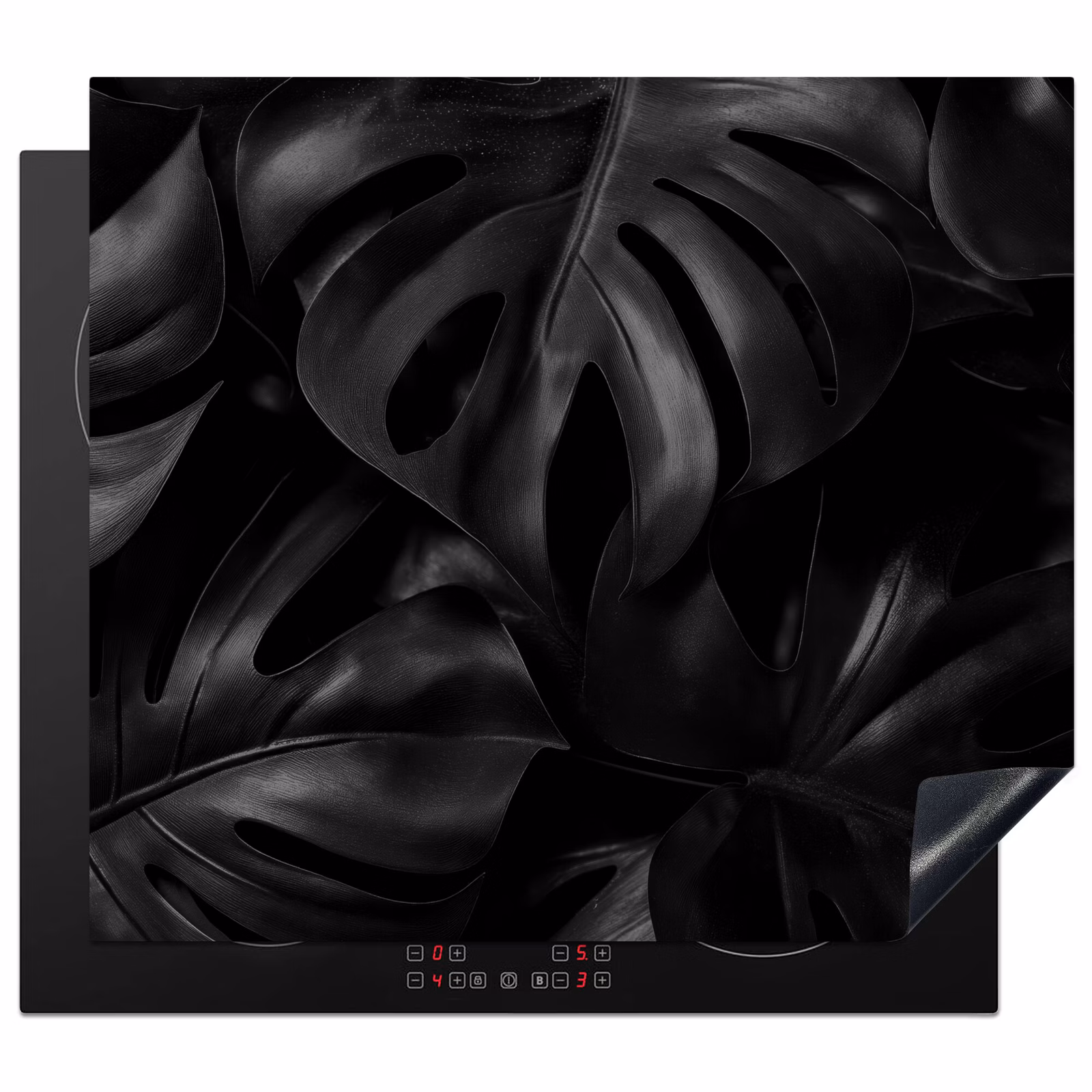 Inductie beschermer - Zwart - Monstera - Bladeren — 1