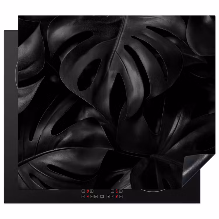 Inductie beschermer - Zwart - Monstera - Bladeren — 1