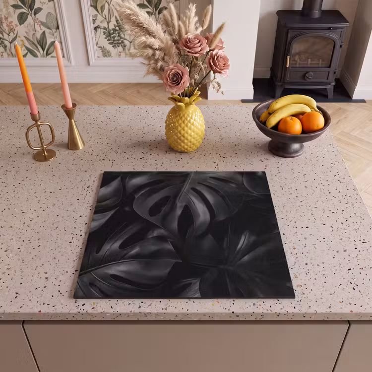 Inductie beschermer - Zwart - Monstera - Bladeren — 3