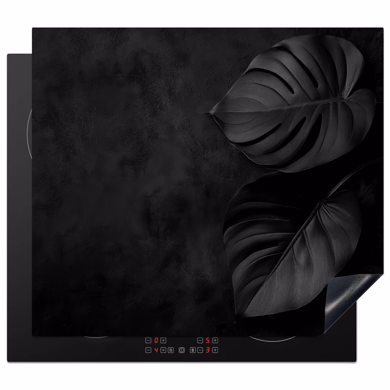 Inductie beschermer - Zwart - Blad - Monstera — 1
