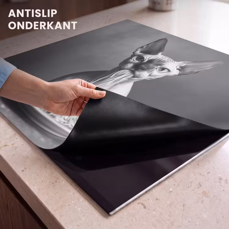 Inductie beschermer - Sphynx - Kat - Dieren - Humor - Spaghetti - Zwart Wit — 6