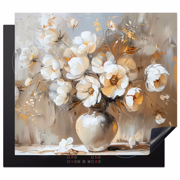 Inductie beschermer - Vaas - Bloemen - Kunst - Goud — 1