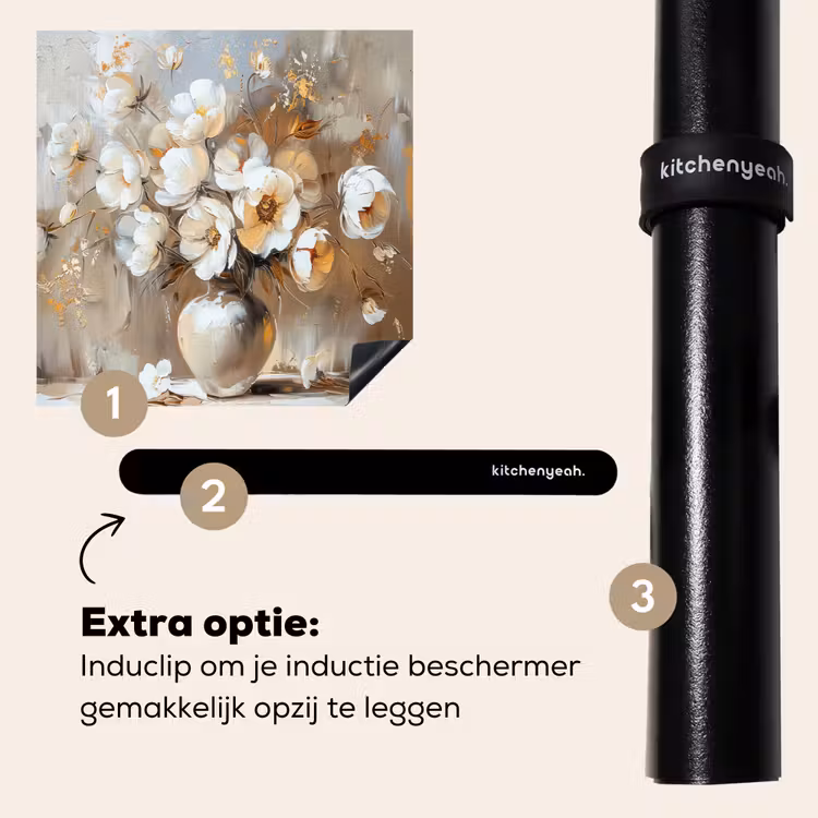 Inductie beschermer - Vaas - Bloemen - Kunst - Goud — 8