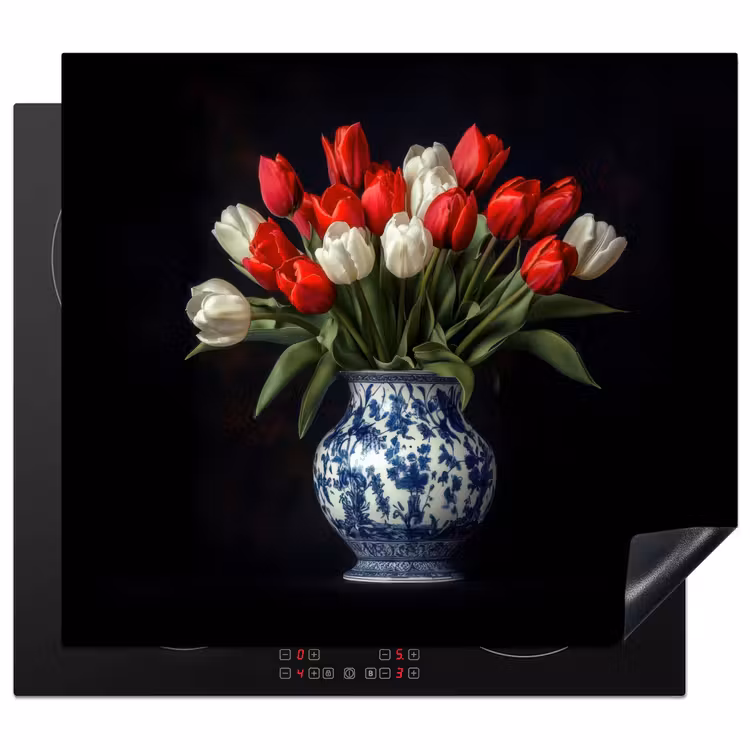 Inductie beschermer - Rode - Bloemen - Tulpen - Vaas — 1