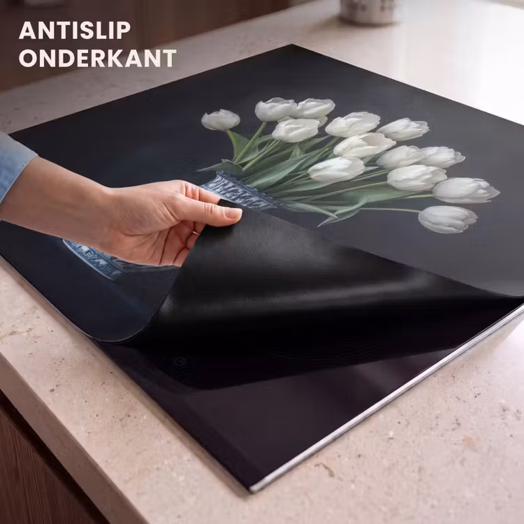 Inductie beschermer - Wit - Bloemen - Tulpen - Vaas — 6