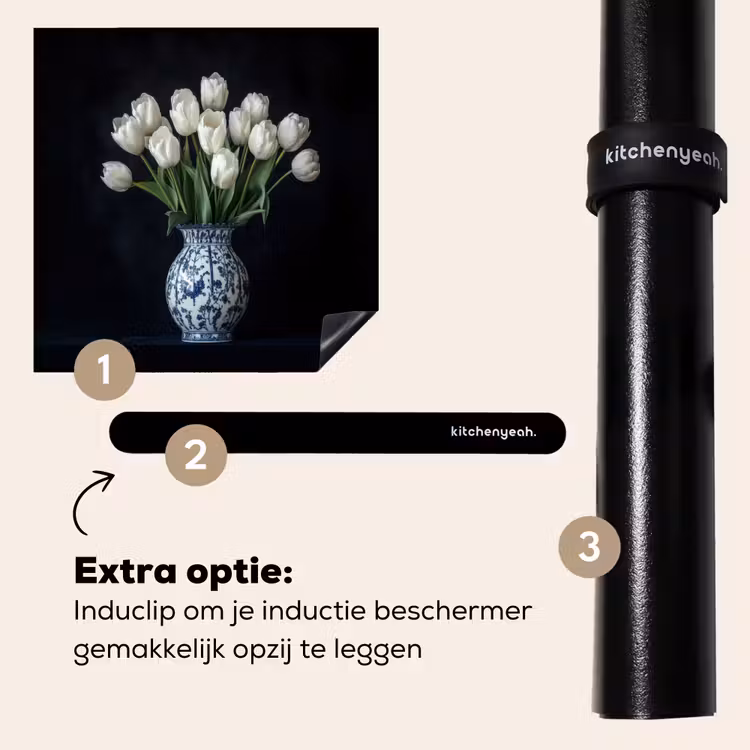 Inductie beschermer - Wit - Bloemen - Tulpen - Vaas — 8