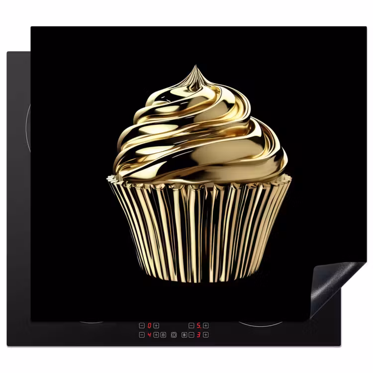 Inductie beschermer - Cupcake - Eten - Goud - Zwart — 1