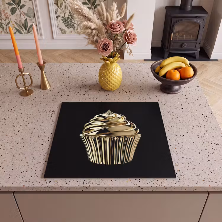 Inductie beschermer - Cupcake - Eten - Goud - Zwart — 3