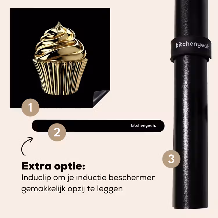 Inductie beschermer - Cupcake - Eten - Goud - Zwart — 8