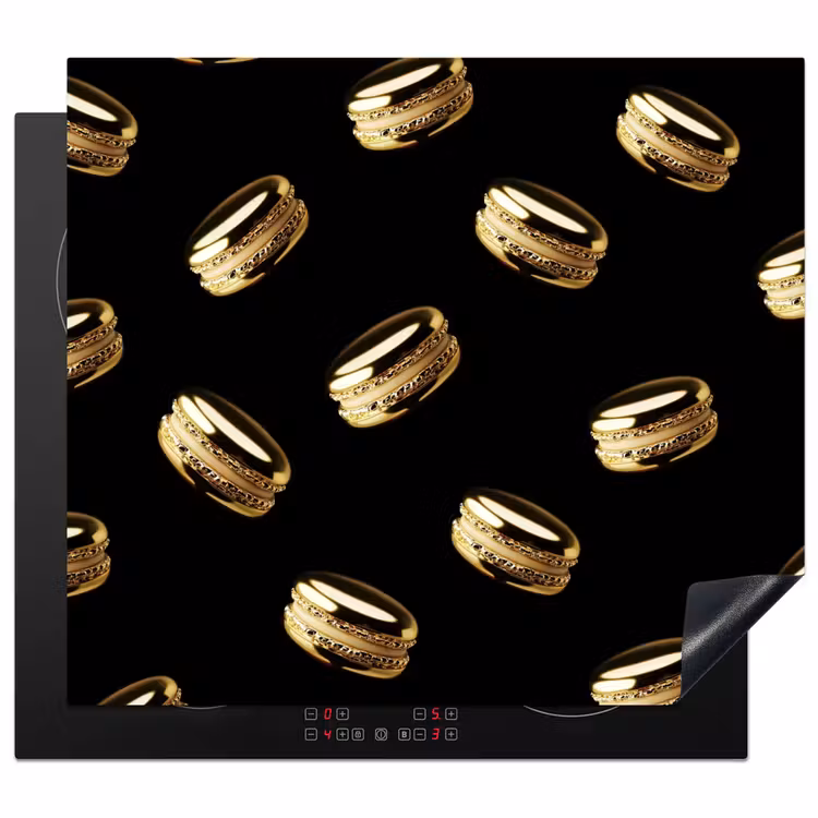 Inductie beschermer - Macarons - Patroon - Goud - Zwart — 1