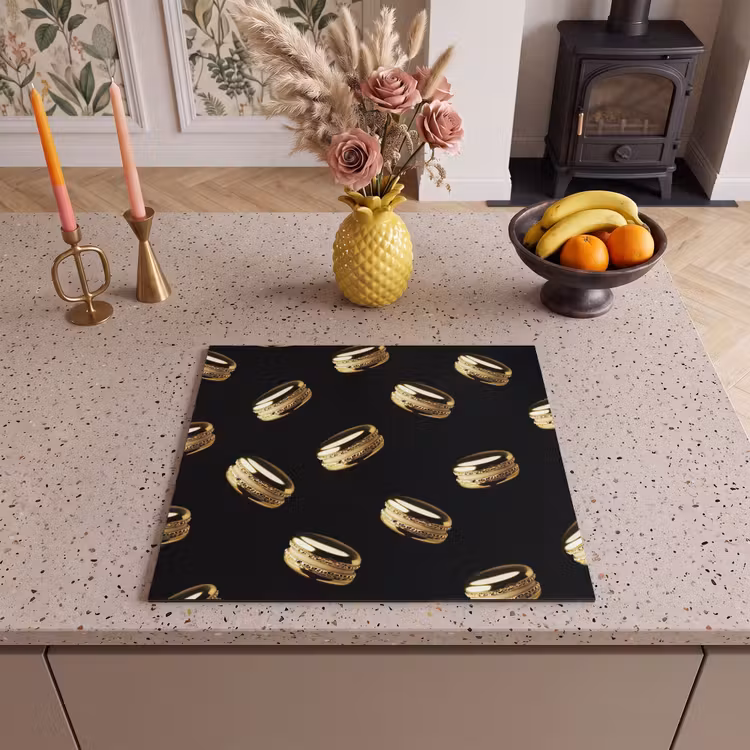 Inductie beschermer - Macarons - Patroon - Goud - Zwart — 3