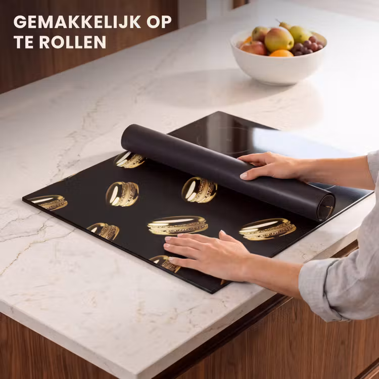 Inductie beschermer - Macarons - Patroon - Goud - Zwart — 7