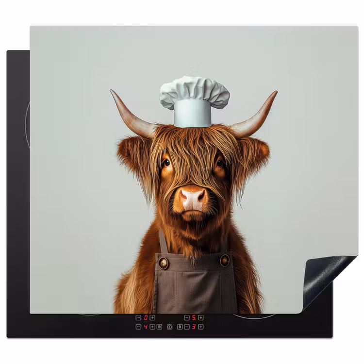Inductie beschermer - Schotse Hooglander - Bruin - Hoorns - Kokskleding — 1