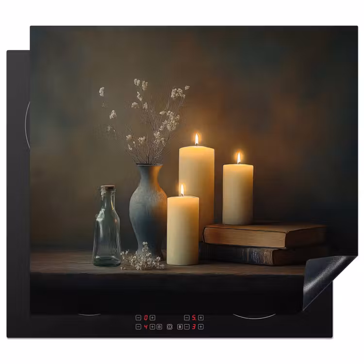 Inductie beschermer - Kaarsen - Stilleven - Rustiek - Boeken — 1