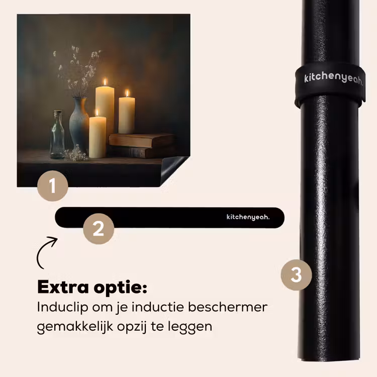 Inductie beschermer - Kaarsen - Stilleven - Rustiek - Boeken — 8