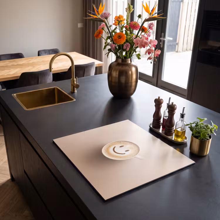 Inductie beschermer - Koffie - Melkschuim - Lach - Beige — 2