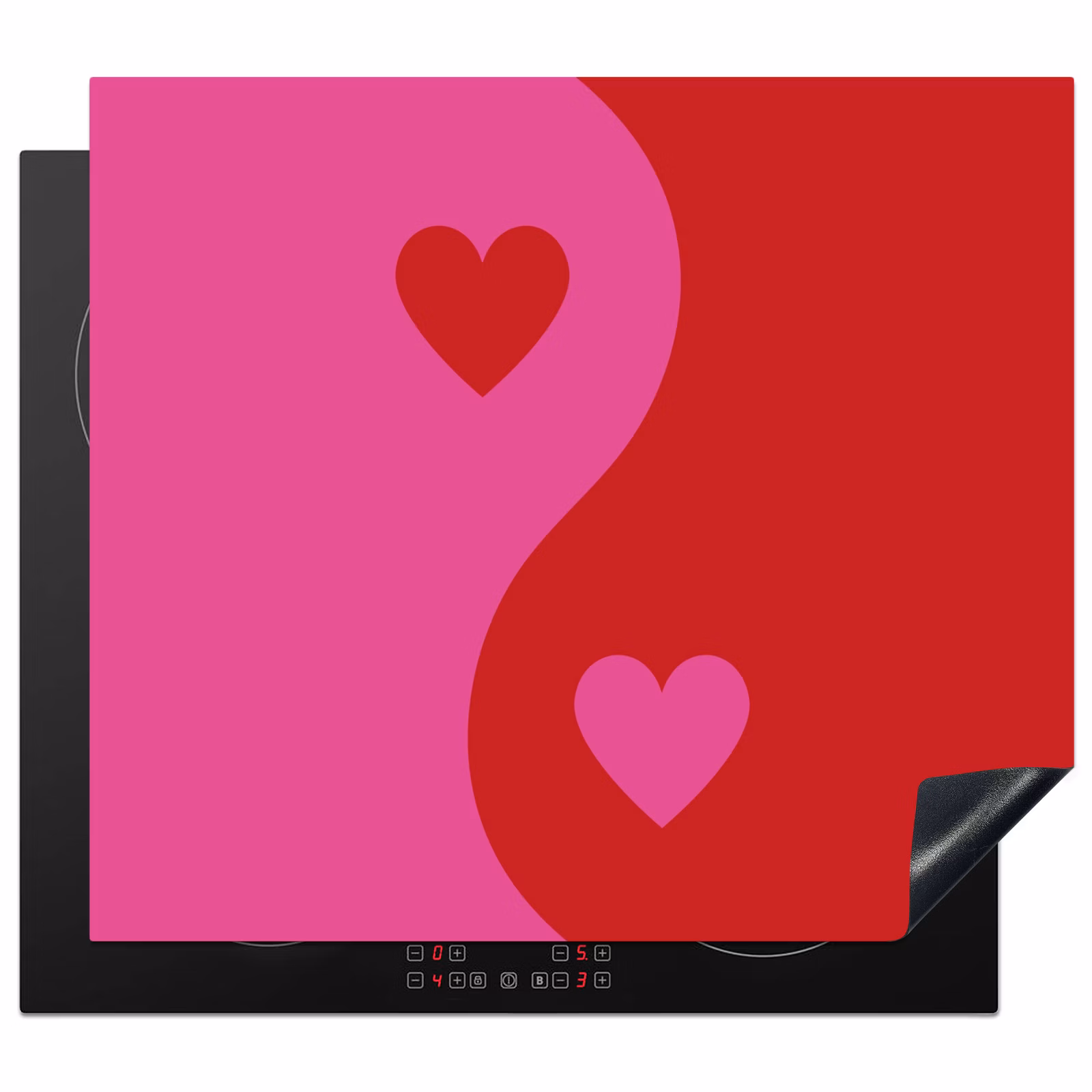 Inductie beschermer - Minimalistisch - Rood - Roze - Hartjes — 1
