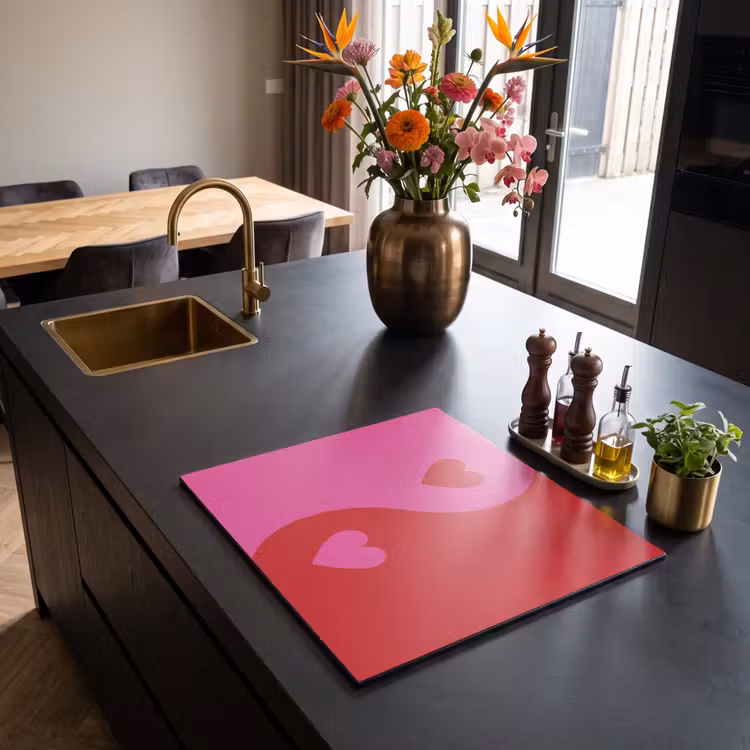 Inductie beschermer - Minimalistisch - Rood - Roze - Hartjes — 2