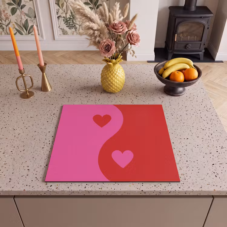 Inductie beschermer - Minimalistisch - Rood - Roze - Hartjes — 3