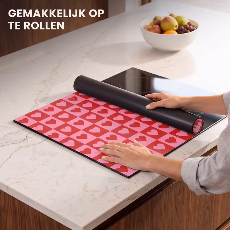 Inductie beschermer - Rood - Roze - Schaakbord - Valentijn — 7
