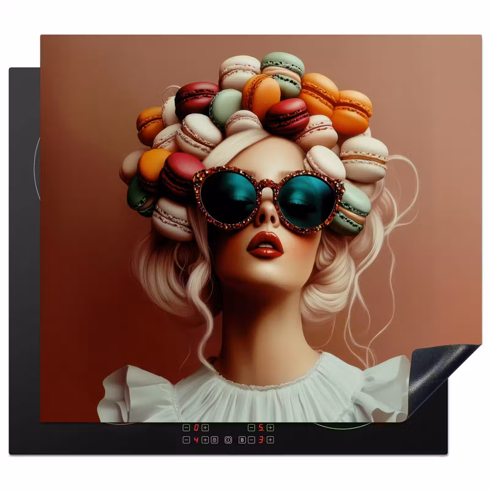 Inductie beschermer - Vrouw - Macarons - Bril — 1