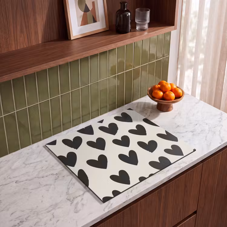 Inductie beschermer - Hartjes - Zwart - Beige — 4