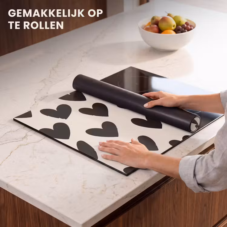 Inductie beschermer - Hartjes - Zwart - Beige — 7