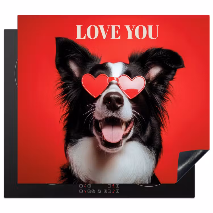 Inductie beschermer - Hond - Hartjesbril - Loveyou - Rood — 1