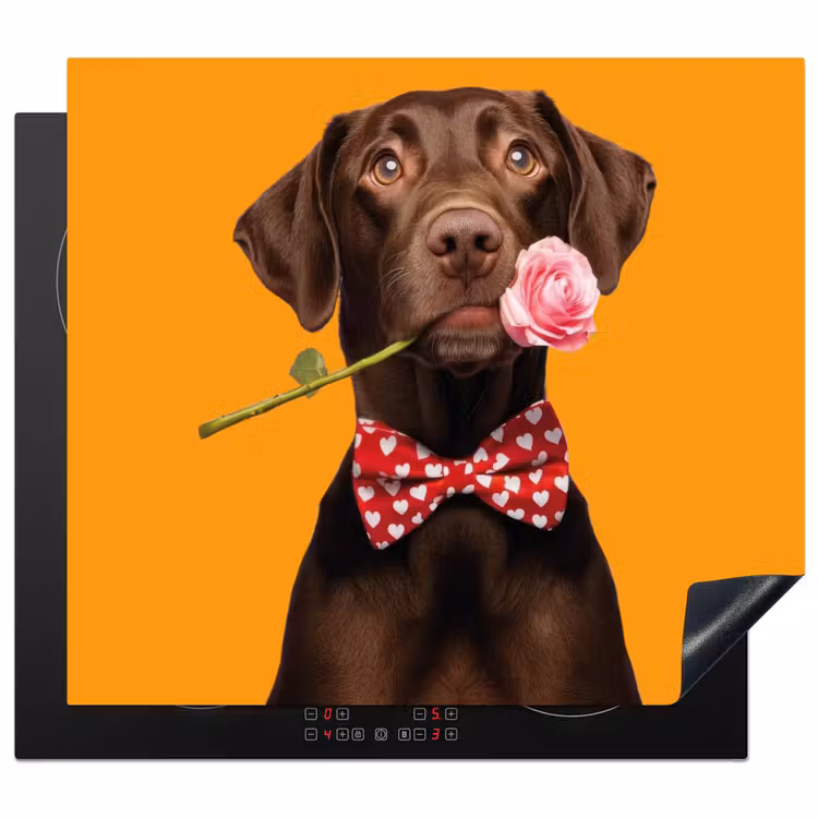 Inductie beschermer - Hond - Oranje - Roos - Valentijn — 1