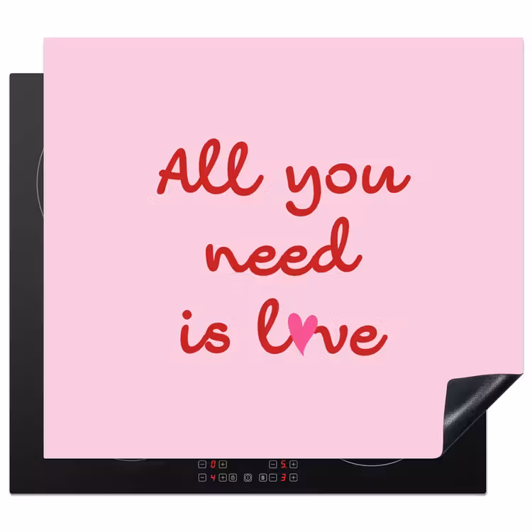 Inductie beschermer - Tekst - Roze - Love - Hart — 1