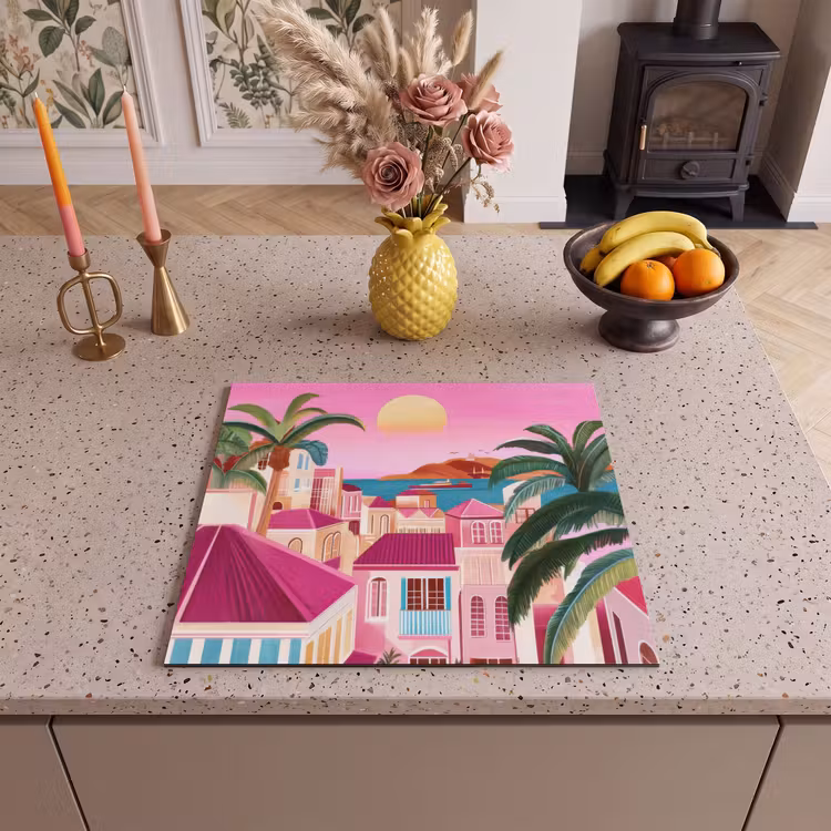 Inductie beschermer - Stad - Roze - Palmbomen — 3