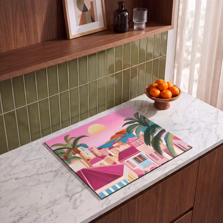 Inductie beschermer - Stad - Roze - Palmbomen — 4