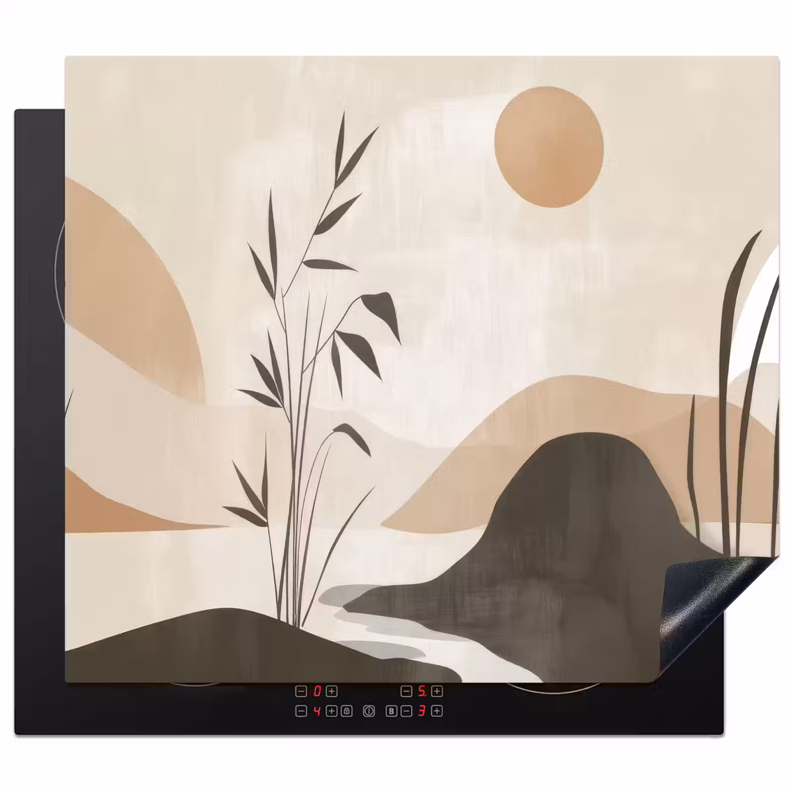 Inductie beschermer - Japandi - Landschap - Beige — 1